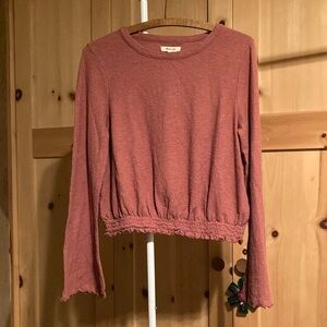 Madewell Smocked Hem Bell Sleeved Top